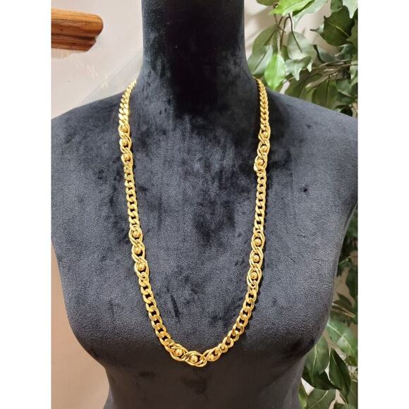 Women's Gold Plated Chain Link Greek Long Fashion Necklace - Picture 1 of 11